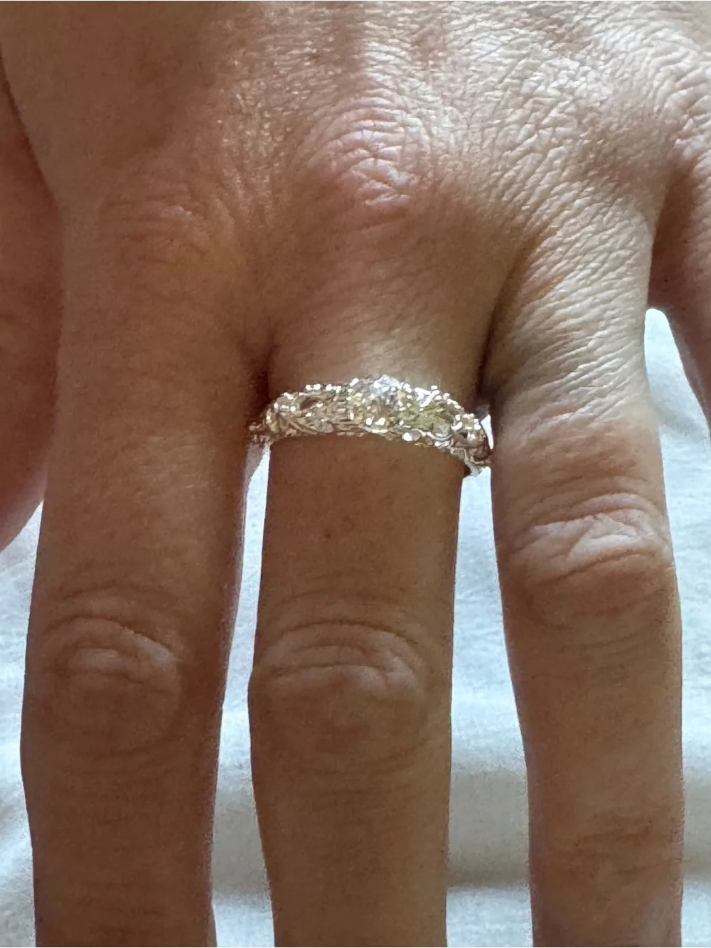 ✨Pristine 925 Sterling Silver Vintage Filigree Grade A Moissanite Ring-0.25 CT!